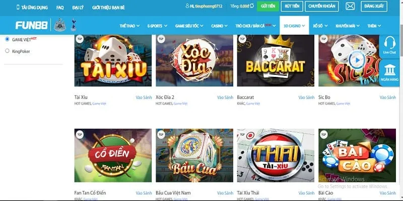 Sảnh Game Việt ở 3D casino